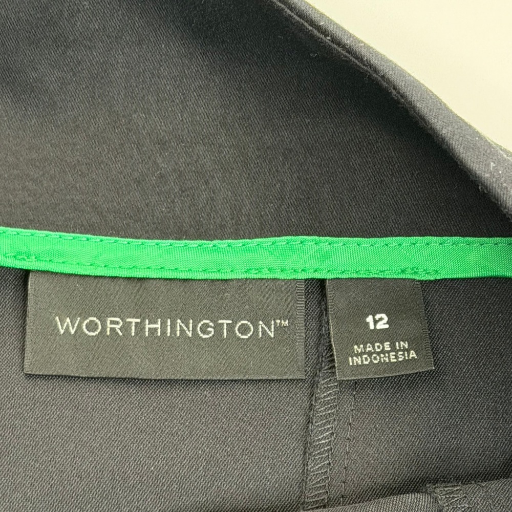 Worthington Black Pencil Skirt Womens Size 12 Cotton Blend Knee Length Career - Picture 7 of 10